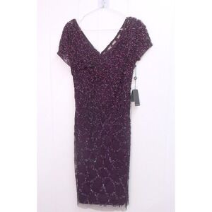 Elegant Beaded Midnight Plumb Cocktail Dress Party Formal Occasion Sz‎ 2/#9228
